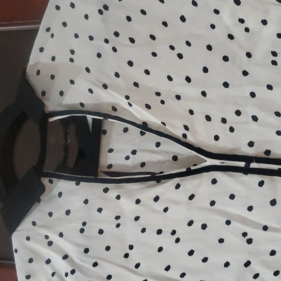 Zara Basic Blouse White with black polka dots size xs - Picture 7 of 8